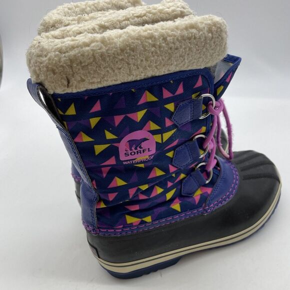 Sorel Yoot Pink Purple geometric Insulated Waterproof Duck Snow Boots Size 5‎ - Picture 6 of 10